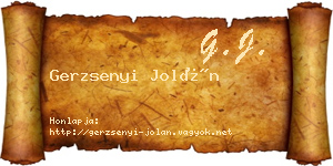 Gerzsenyi Jolán névjegykártya